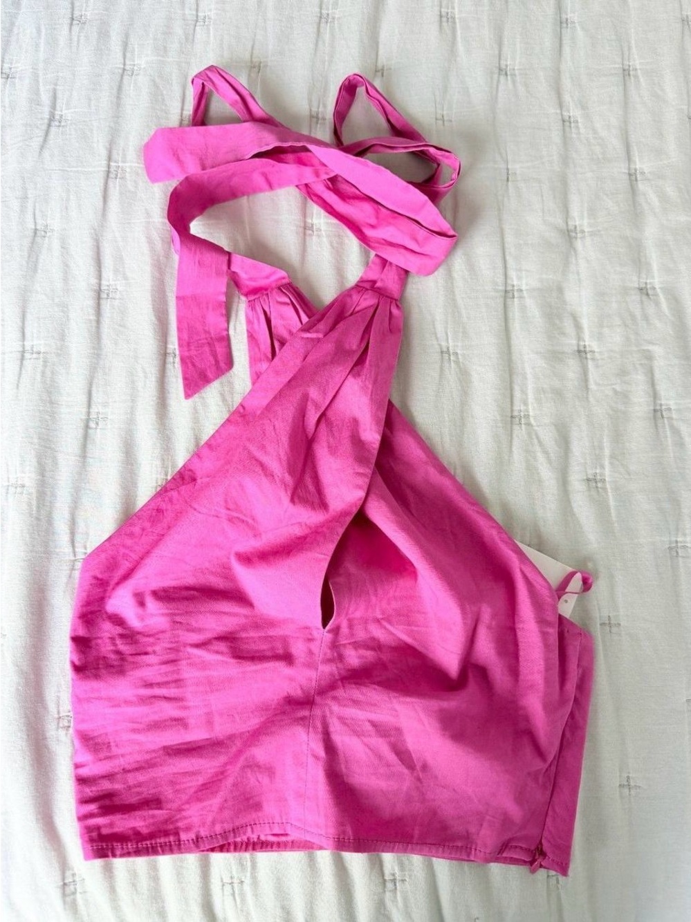 STAUD Kai Crisscross Halter Top Pink Tie Neck Bow Size 10